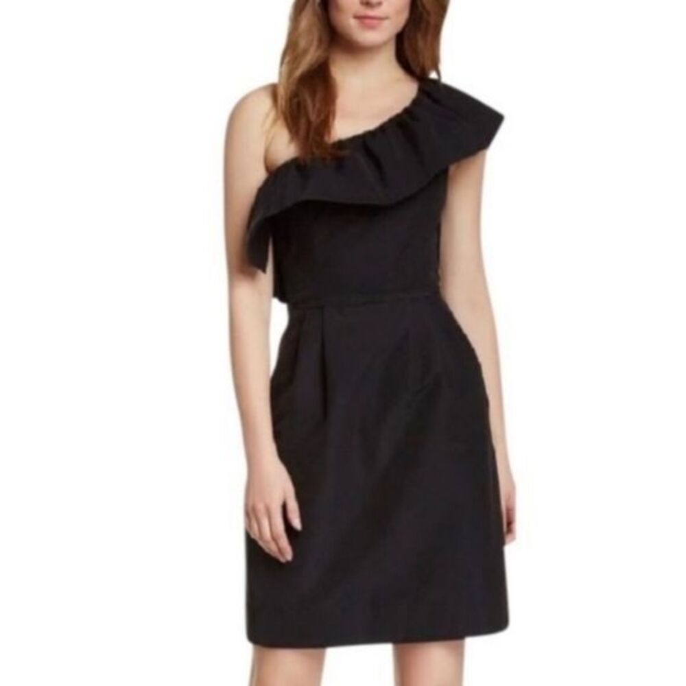 REBECCA TAYLOR One Shoulder Silk Ruffle Dress 6